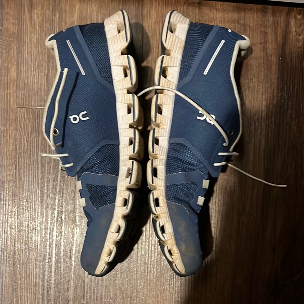 On Running Blue Cream Athletic Shoes Reflective Design